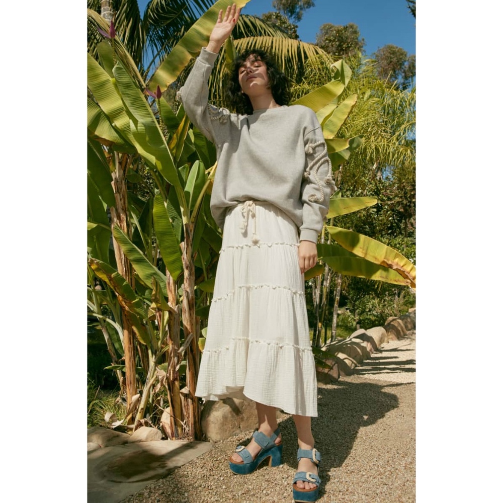 See By Chloé Ruffled Cream Maxi Prairie Skirt M - Picture 8 of 10